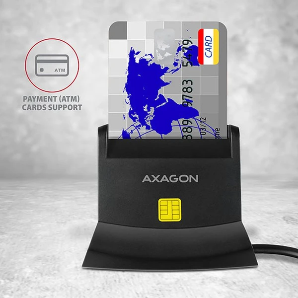 AXAGON CRESM2 USB externá čítačka 4slot Smart card/ID card + SD/microSD/SIM - Čítačky čipových kariet - Obrázok M9ZHF00101