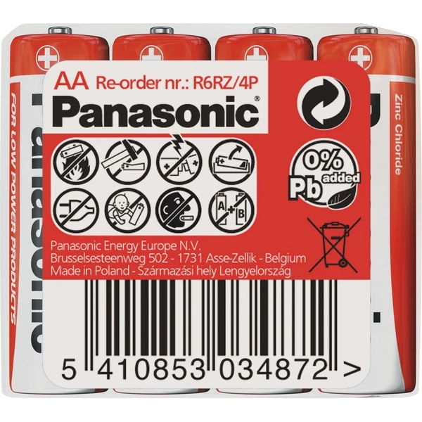 Panasonic Red Zinc AA zinkouhlíkové batérie (4ks) - Batérie - Hlavný obrázok