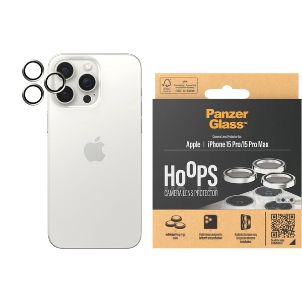 PanzerGlass HoOps ochranné krúžky Apple iPhone 15 Pro/15 Pro Max - biely hliník - Ochranné fólie a sklo - Obrázok MAD1000O01