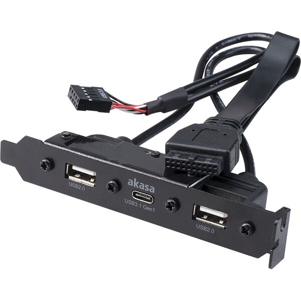 Akasa USB 3.1 gén 1 typ C a 2x Typ A 2.0 záslepka