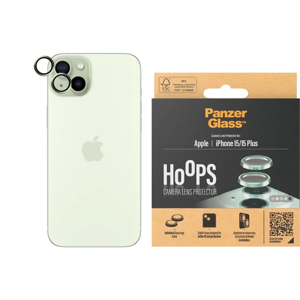 PanzerGlass HoOps ochranné krúžky Apple iPhone 15/15 Plus - zelený hliník - Ochranné fólie a sklo - Obrázok MBD1000O01