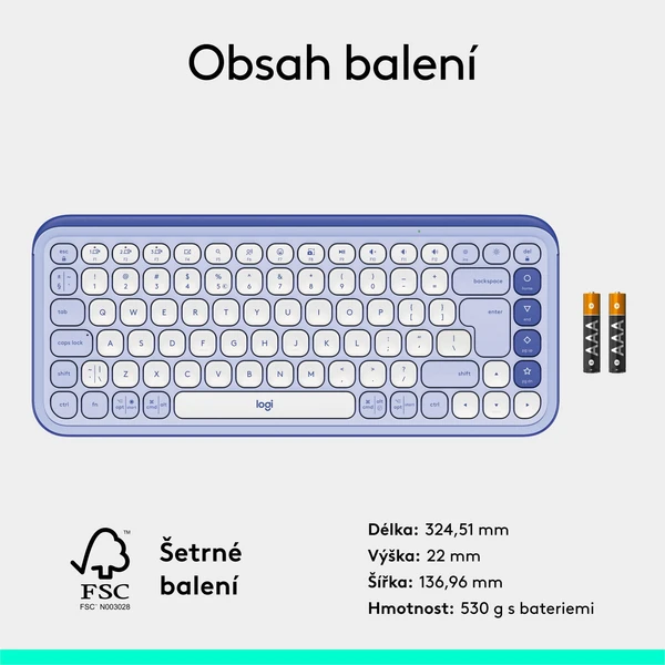 Logitech POP ICON KEYS (US) klávesnica ľaliová - Klávesnice - Obrázok MBU8000O01