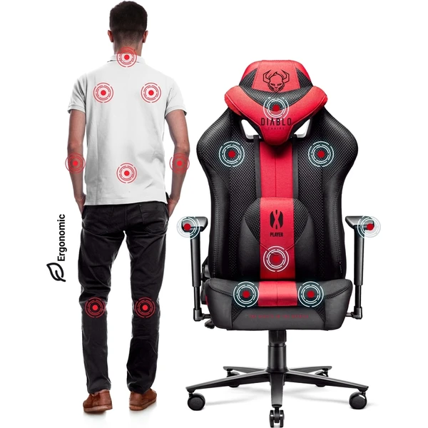 Diablo X-Player 2.0 Normal Size látková herná stolička karmínovo-antracitová - Stoličky - Obrázok MDCG000K01