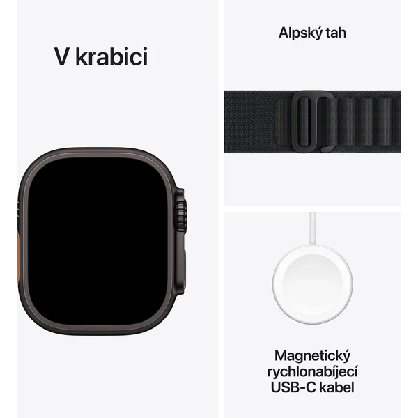 Apple Watch Ultra 3 (2025) 49mm Čierny titán s čiernym alpským ťahom S - Inteligentné hodinky - Obrázok MEQH000K01