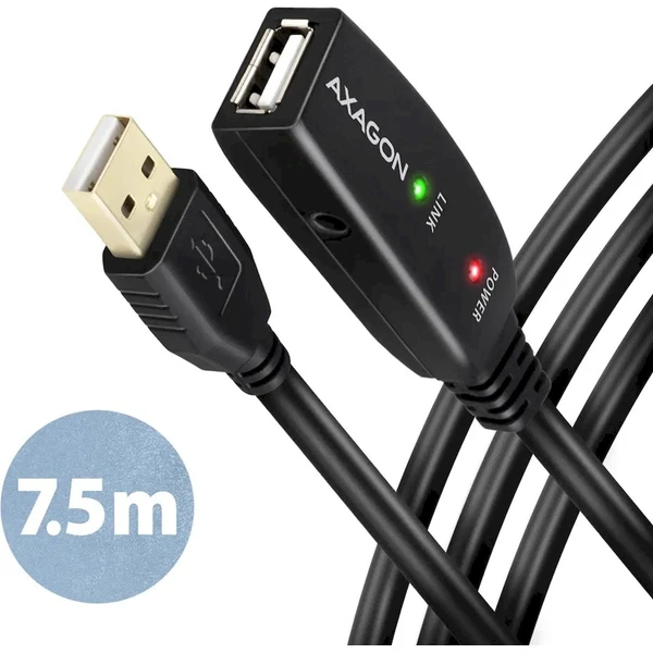 AXAGON USB-A/USB-A predlžovací kábel 7,5m čierny - Káble a redukcie - Hlavný obrázok