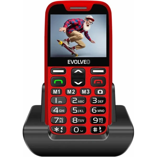 EVOLVEO EasyPhone XR mobilný telefón pre seniorov s nabíjacím stojanom červená - Mobilné telefóny - Obrázok MFU6000P01