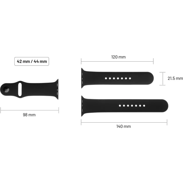 FIXED Silicone Strap silikónový remienok set Apple Watch 42 mm/44 mm červený - Remienky - Obrázok MGTFF00101