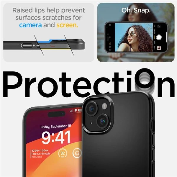 Spigen Thin Fit kryt iPhone 15 čierny - Puzdra - Obrázok MGU8000601