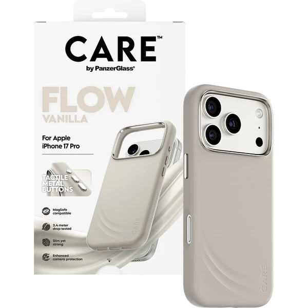 PanzerGlass® CARE Flow kryt s MagSafe Apple iPhone 17 Pro Vanilla - Puzdra - Obrázok MIDH000K01