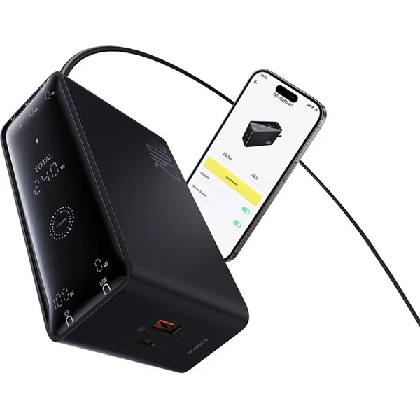 Nabíjacia stanica Baseus Digital Charger 240W GaN, 3x USB-C, USB + DC, 1m kábel čierna - Nabíjačky - Obrázok MIGE000L01