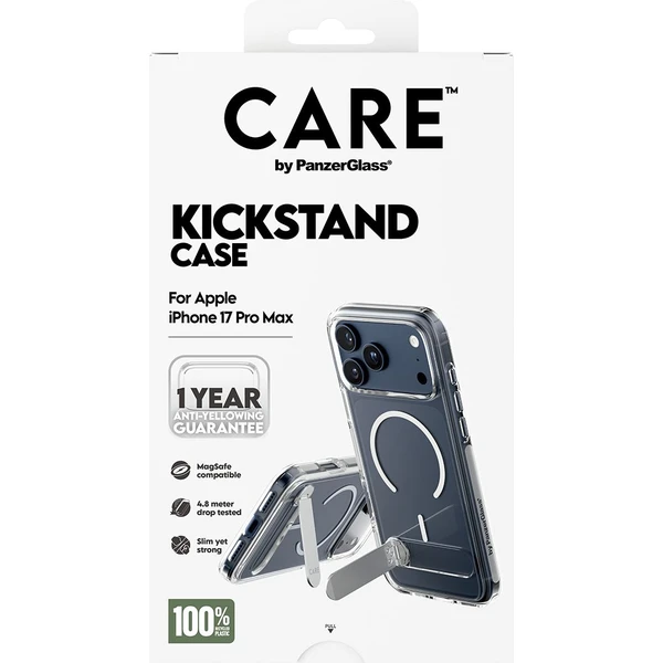 PanzerGlass® CARE Kickstand kryt s MagSafe Apple iPhone 17 Pro Max strieborný/biely - Puzdra - Obrázok MJDH000K01