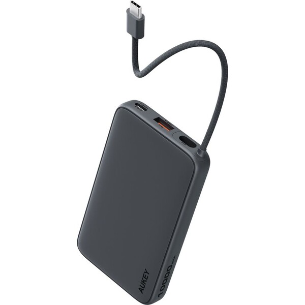 AUKEY PB-Y53 Slim powerbanka s integrovaným USB-C káblom (10000mAh) čierna