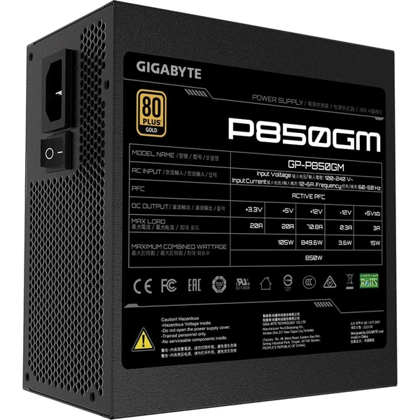GIGABYTE P850GM 850W - Zdroje - Obrázok MLVK300401