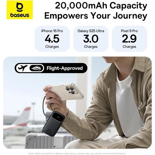 Baseus EnerFill FC31 Qpow 3 20000mAh powerbanka, 22,5W, s káblom USB-C a Lightning čierna - Powerbanky - Obrázok MMBQ000K01