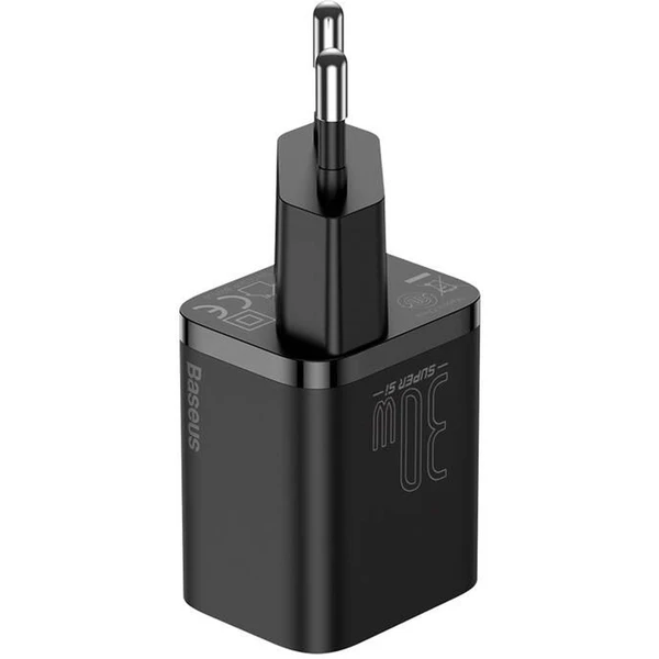 Baseus Rýchlonabíjačka do siete Super Si USB-C PD QC 30W čierna - Nabíjačky - Obrázok MOS5000N01