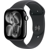 Apple Watch Series 11 (46mm) Klavírne čierny hliník s čiernym športovým remienkom M/L - Inteligentné hodinky