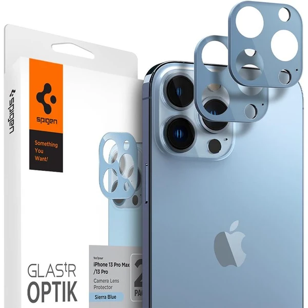 Spigen tR Optik 2 Pack tvrdené sklo na fotoaparát iPhone 13 Pro/13 Pro Max modré - Ochranné fólie a sklo - Hlavný obrázok