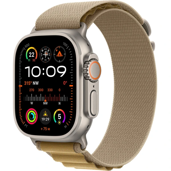 Apple Watch Ultra 2 (2024) 49mm Prírodný titán so žltohnedým alpským ťahom S - Inteligentné hodinky - Hlavný obrázok