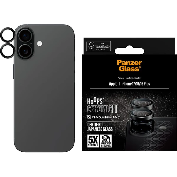 PanzerGlass® Hoops Ceramic II sklá Apple iPhone 17/16/16 Plus - Ochranné fólie a sklo - Obrázok MUEH000K01