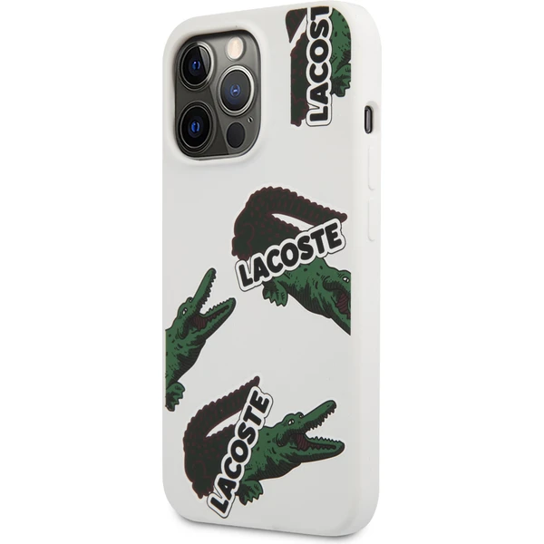 Lacoste Liquid Silicone Allover Pattern Kryt pre iPhone 13 Pro Max White - Puzdra - Obrázok MYXRF00101