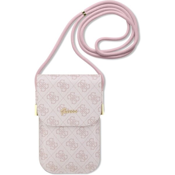 E-shop Guess PU 4G Metal Logo Script Phone Bag ružový