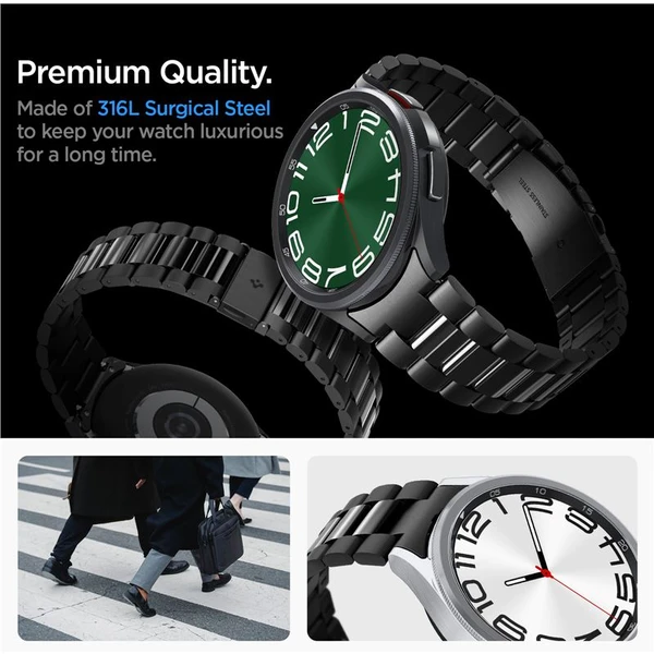 Spigen Modern Fit 316L Band remienok Samsung Galaxy Watch6 Classic 47mm čierny - Remienky - Obrázok MZV3000N01