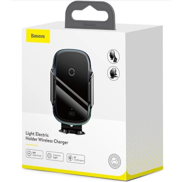 Baseus Light Electric držiak s 15W bezdrôtovým nabíjaním čierny - Držiaky - Obrázok N09X000501