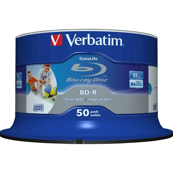 VERBATIM BD-R SL Datalife HTL (50 ks) Blu-Ray/Spindle/6x/25GB - Optické disky - Obrázok N0G2000K01