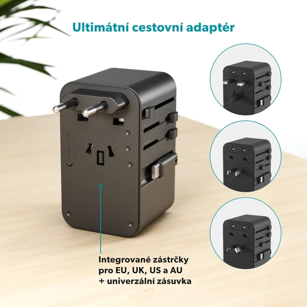 Epico UltraBoost GaN 70W univerzálny cestovný adaptér EU70 titánový - Nabíjačky - Obrázok N0LL000K01