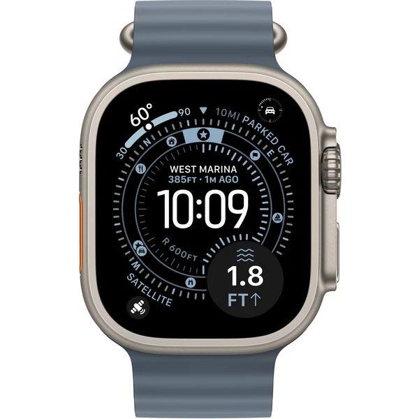 Apple Watch 49/46/45/44mm oceľovo modré predĺženie Oceánskeho remienka prírodný titán - Remienky - Obrázok N11I000K01