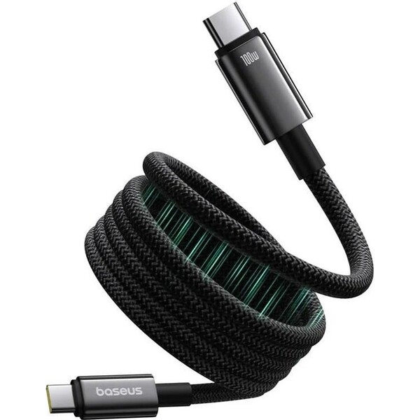E-shop Baseus Tungsten Gold USB-C/USB-C magnetický napájací kábel 100W 1m čierny