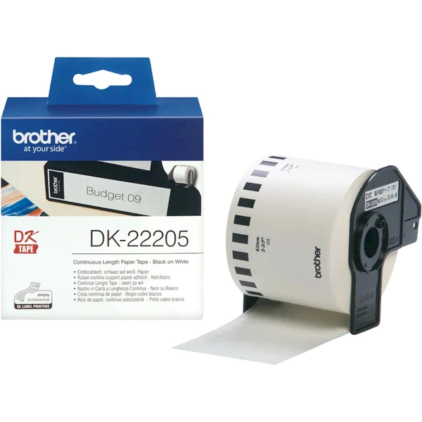Brother DK-22205 papierová rolka s čiernou tlačou na bielom podklade dĺžka 30,48 m šírka 62 mm  - Pásky pre štítkovače - Hlavný obrázok