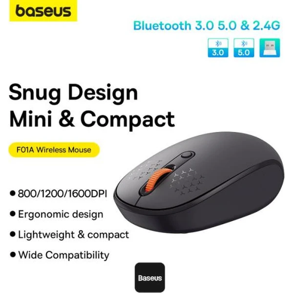 Baseus F01B Tri-mode bezdrôtová myš šedá - Myši - Obrázok N22R000K01