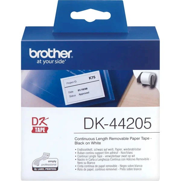 Brother DK-44205 štítok čierna na biele s odstrániteľným lepidlom 62 mm - Pásky pre štítkovače - Obrázok N2I9000P01