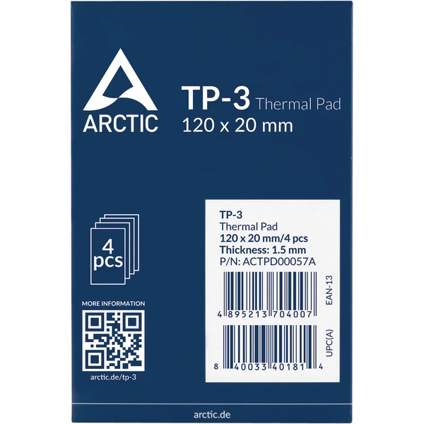 Arctic teplovodivá podložka - TP-3 120 x 20 x 1,5/4 pack - Teplovodivé pasty a opasky - Obrázok N2P9000O01