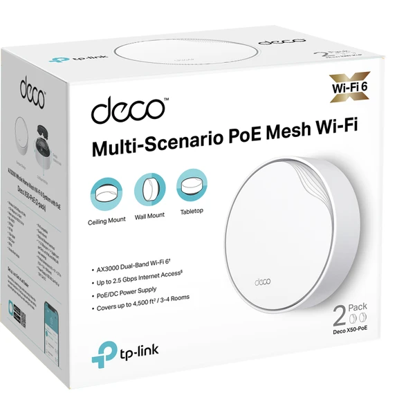 TP-Link Deco X50-PoE mesh systém 2ks biely - Mesh systémy - Obrázok N3QS100501