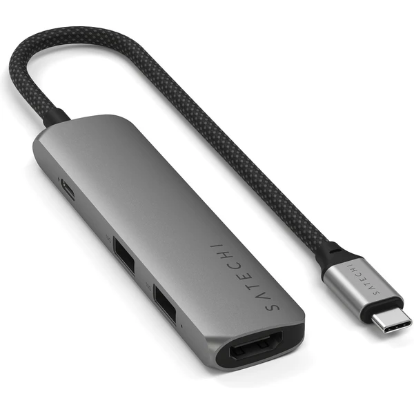 Satechi 4v1 USB-C Slim viacportový adaptér 4K vesmírne šedý - USB huby - Obrázok N3UB000P01