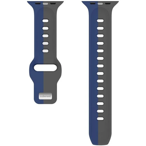 CubeNest Premium Silicon Band remienok Apple Watch 42-49 mm sivý/tmavo modrý - Remienky - Obrázok N4UD000O01
