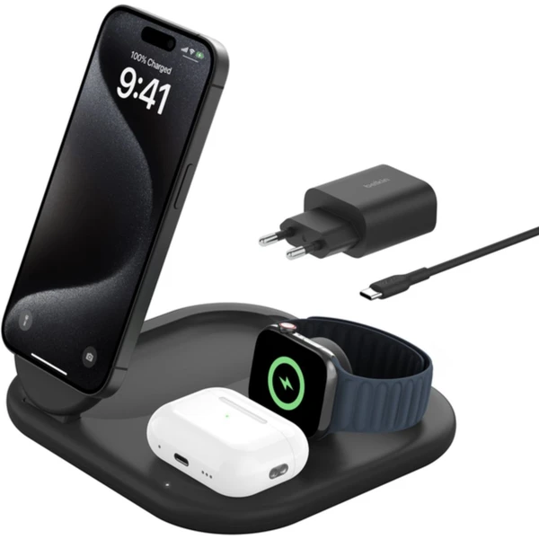 Belkin BOOST CHARGE Qi2 (MagSafe) 15W 3v1 nabíjacia stanica čierna - Nabíjačky - Hlavný obrázok