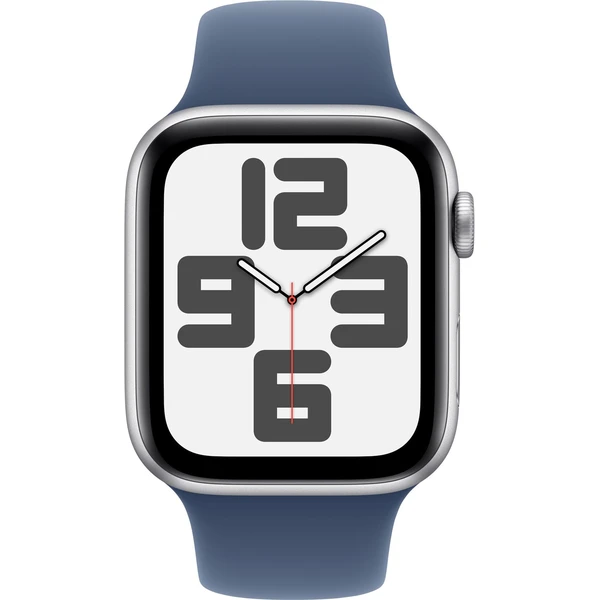 Apple Watch SE (2024) 44mm Strieborný hliník s denimovým športovým remienkom S/M - Inteligentné hodinky - Obrázok N6Q7000K01