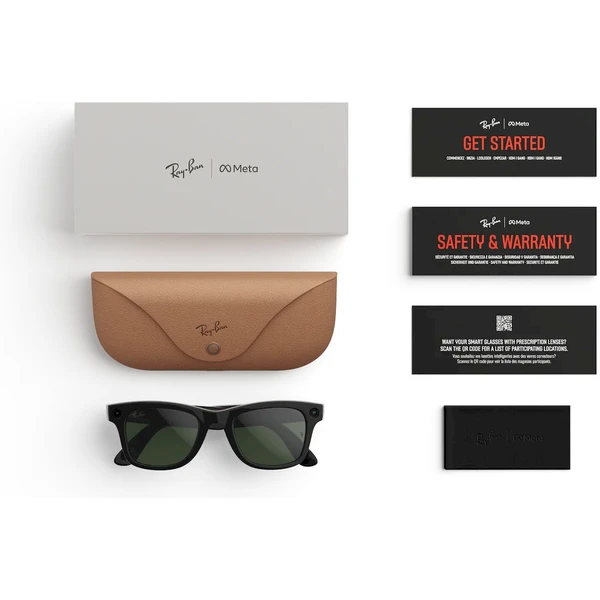 Meta RAY-BAN Wayfarer Gen2 (Veľké) chytré lesklé okuliare (zatemňovacie - číre/zelené) čierne - AR okuliare - Obrázok N7AJ000K01