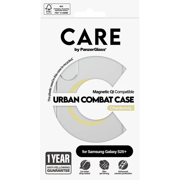 PanzerGlass® CARE kryt Samsung Galaxy S25+ Urban Combat číry/žltozelený QI (Chardonnay) - Puzdra - Obrázok N7FC000J01