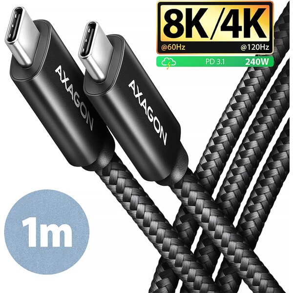 AXAGON BUCM4X-CM10AB kábel USB-C PD 1m čierny