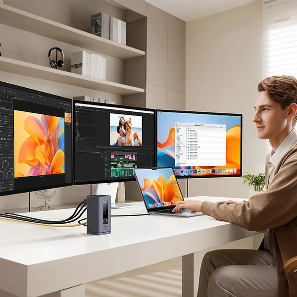 Dokovacia stanica Baseus Spacemate 11v1 (USB-C PD, USB-C, 2x USB-A, 3x HDMI) sivá - Dokovacie stanice - Obrázok N8AE000N01