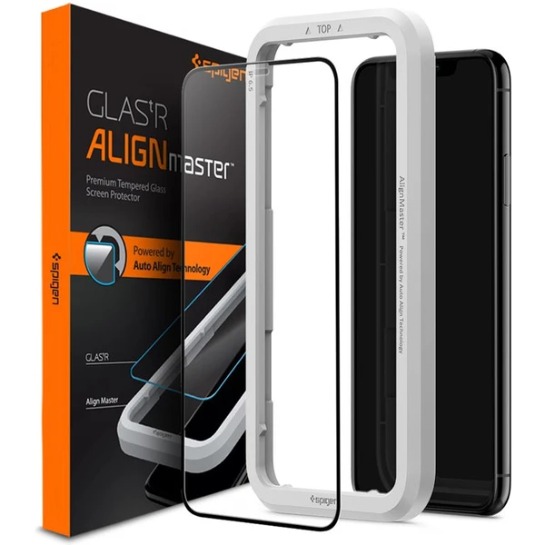 Spigen 3D tvrdené sklo Align FC Apple iPhone 11 Pro Max/XS Max čierne - Ochranné fólie a sklo - Hlavný obrázok