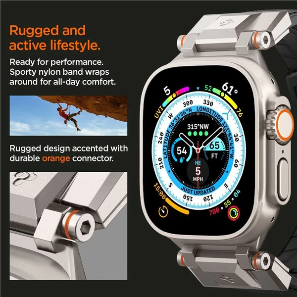 Spigen DuraPro Armor remienok Apple Watch Ultra 49/46/45/44/42mm strieborný/čierny - Remienky - Obrázok N8N5000701
