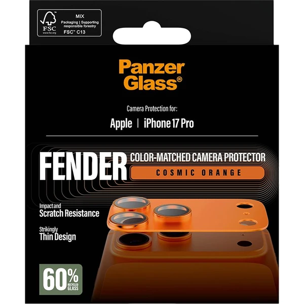 PanzerGlass® FENDER hliníková ochrana fotoaparátu Apple iPhone 17 Pro oranžová - Ochranné fólie a sklo - Obrázok N8XL000K01