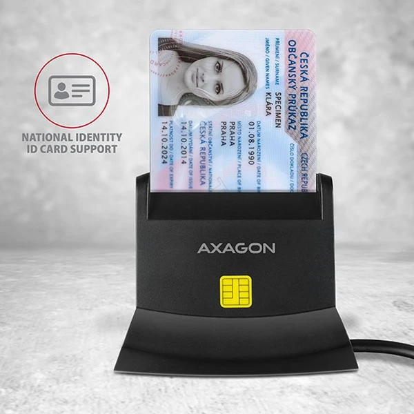 AXAGON CRESM2 USB externá čítačka 4slot Smart card/ID card + SD/microSD/SIM - Čítačky čipových kariet - Obrázok N9ZHF00101