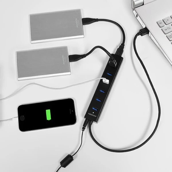 AXAGON HUESA7BP 7x USB3.0 ALU  - USB huby - Obrázok NA7HF00101