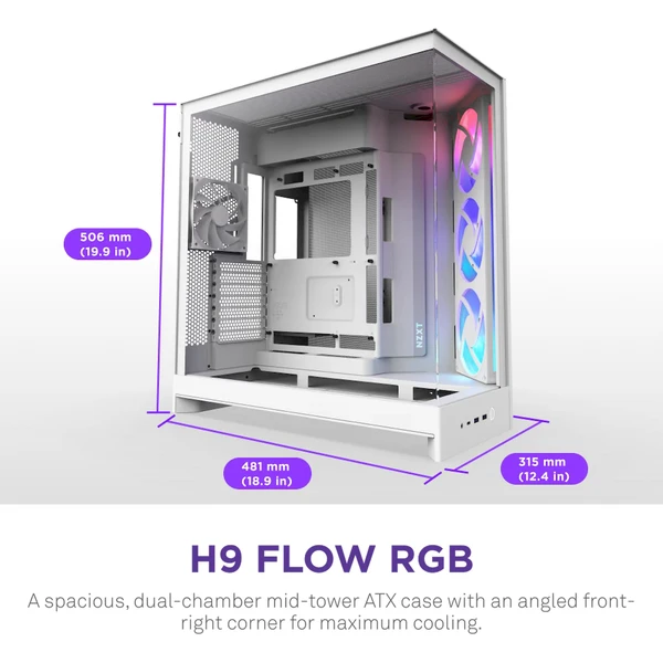 NZXT H9 Flow RGB biela - Počítačové skrine - Obrázok NA7K000K01